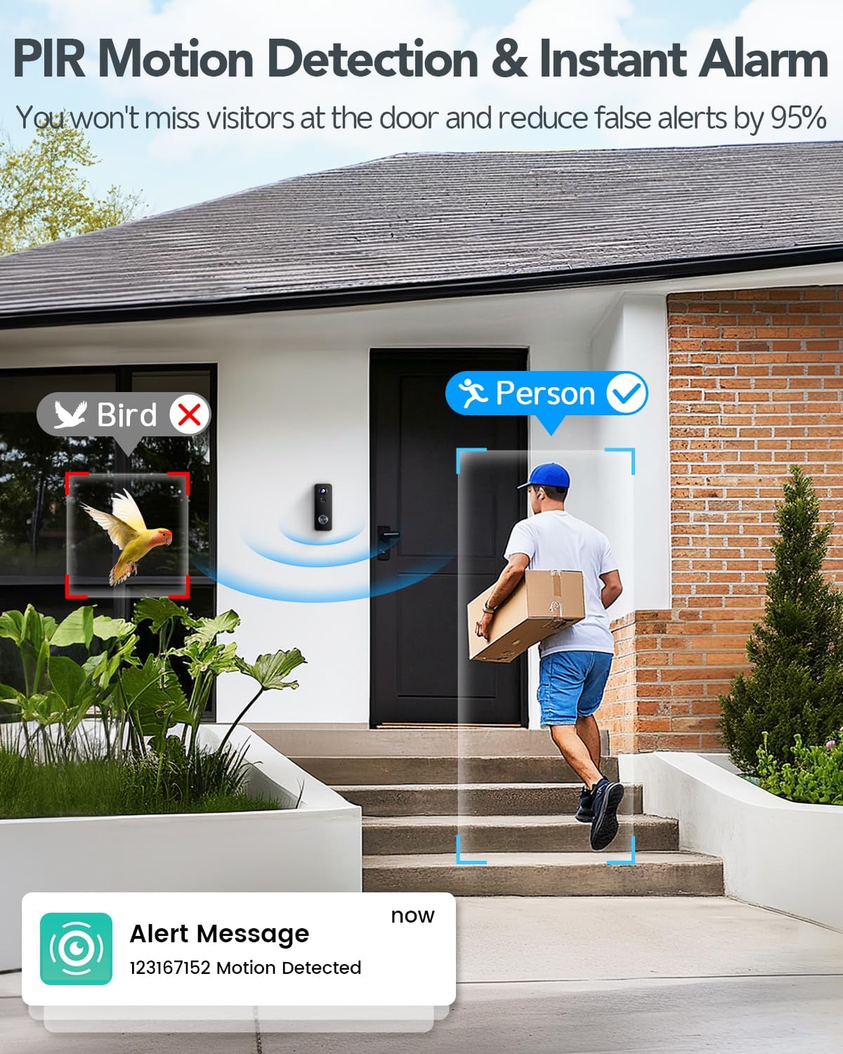 Used Doorbell Camera Wireless Outdoor w/ Chime, Pano View, 2K 3MP, XTU