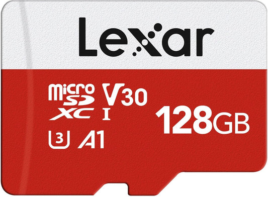 128GB Micro SD Card, Up to 100MB/s, A1, U3, V30, Class10, High Speed with Adapter, Lexar