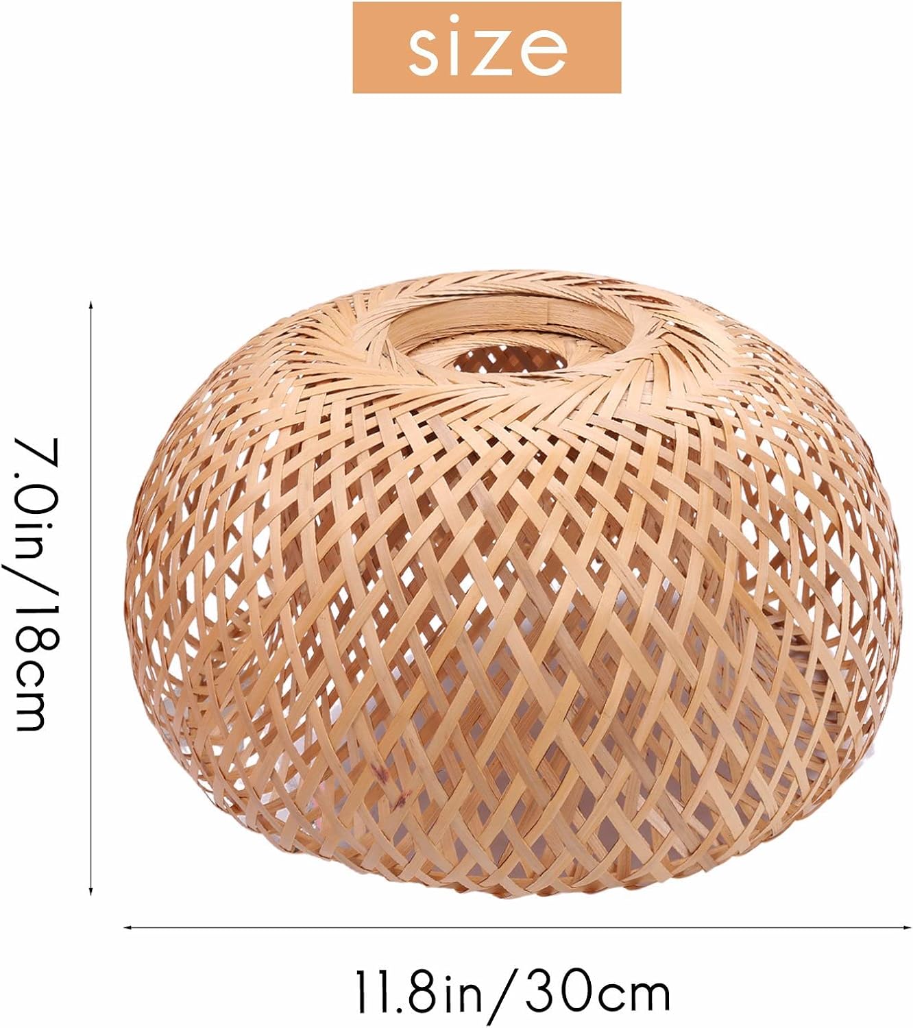 Hand-Woven Double Layer Bamboo Dome Lampshade, Wicker Rattan, Asian Rustic Japanese Design