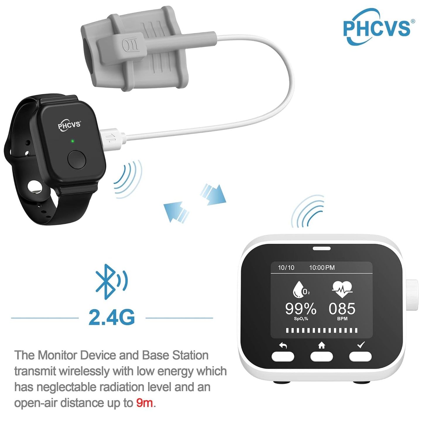 PHCVS Sport O2 Monitor for Adults, Wearable, Continuous O2 & Heart Rate Tracking, Sports Use Only