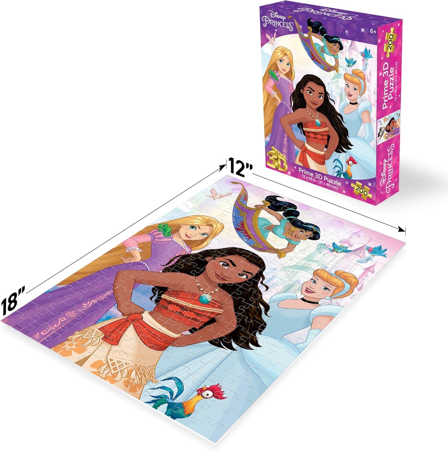 Disney Princess : Prime 3D Lenticular Puzzle, 200 Pieces, 6+, 12" x 18"