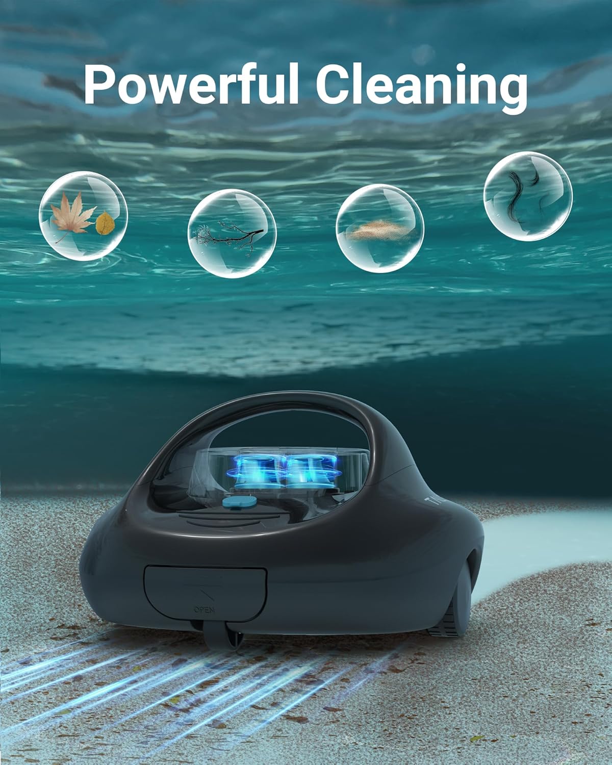 Robotic Pool Cleaner, Cordless, 130Min Runtime, 861 sq.ft, Auto-Parking, 2.5h Fast Charging