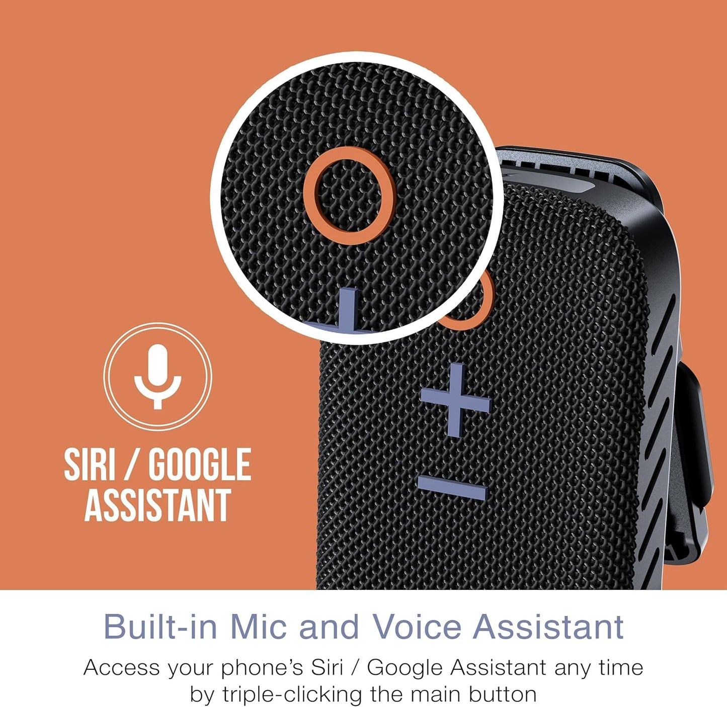 goSPKR Wearable Bluetooth Speaker w/ Mic & Magnet Clip, IPX5, Stereo Pairing, Black, MEE audio