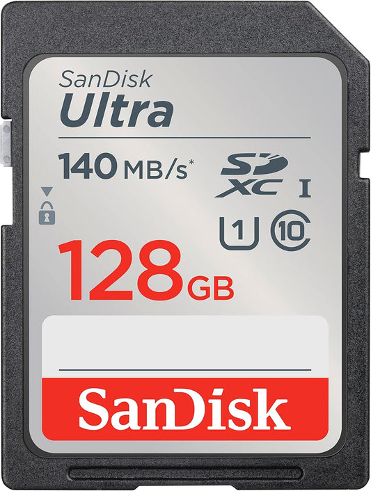 128GB Ultra SDXC UHS-I Memory Card, Up to 140MB/s, C10, U1, Full HD, SanDisk