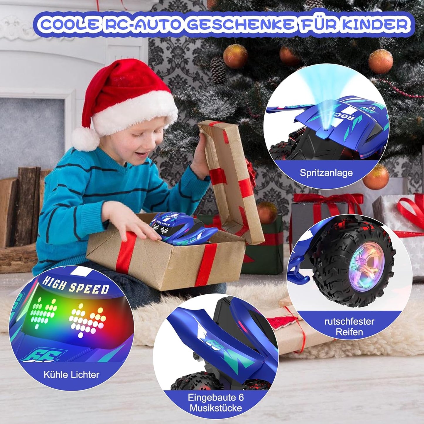 New in Box RC Car, Spray, Light & Music, 360 Flips, Drift Stunt, All Terrain