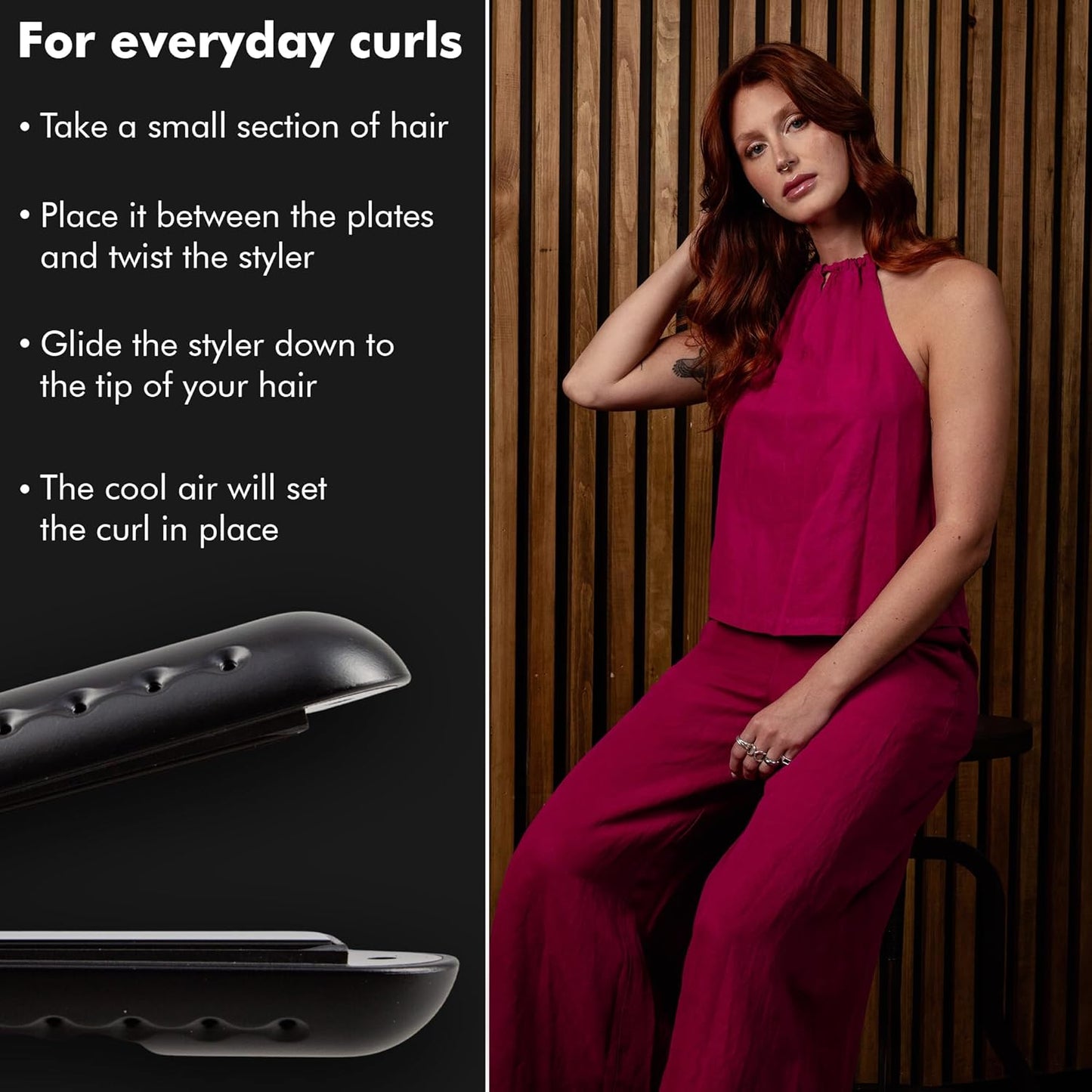 New 2-in-1 Hot & Cool Curling Iron, Ceramic Wand, Adjustable Temp, Auto-Off, Long Cord
