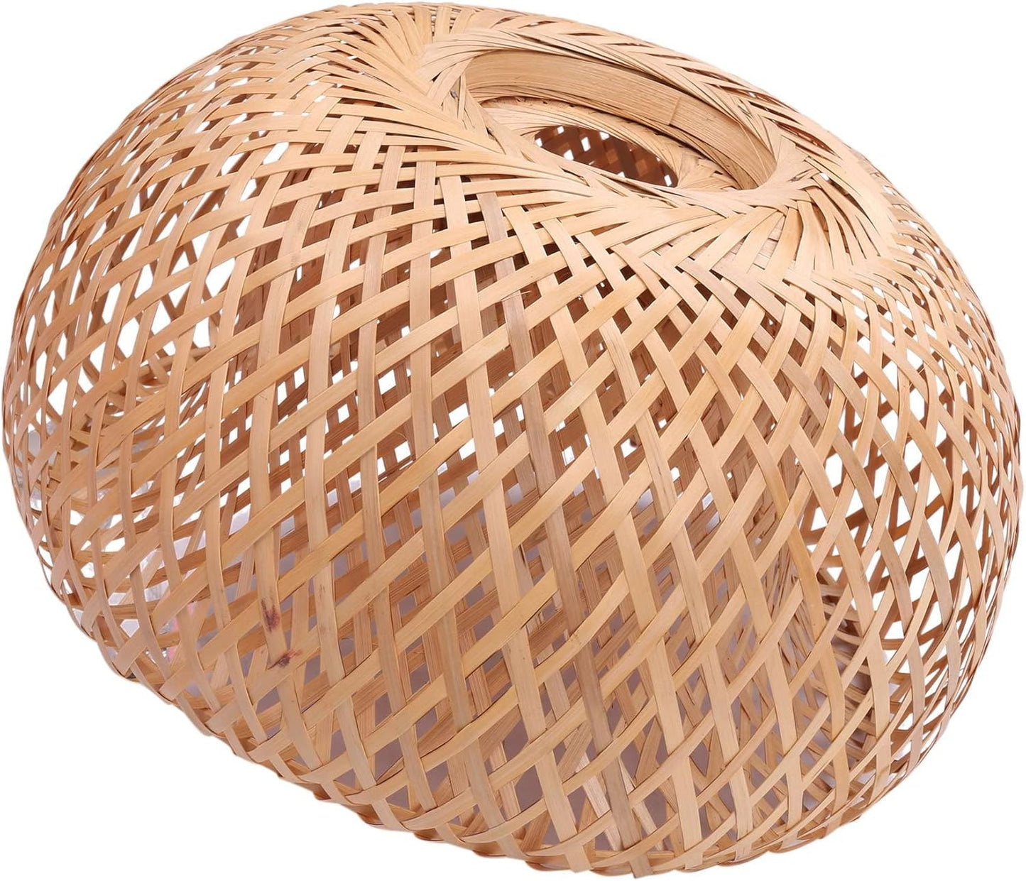 Hand-Woven Double Layer Bamboo Dome Lampshade, Wicker Rattan, Asian Rustic Japanese Design