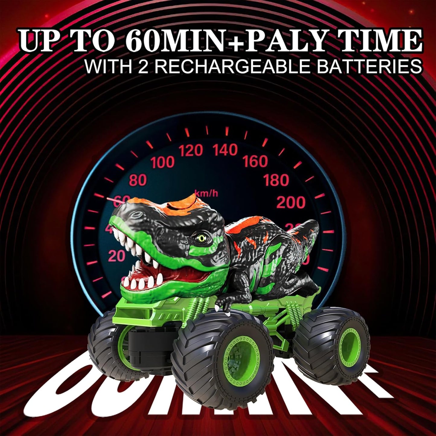 EPPO Dinosaur Car, Remote Control, 2.4Ghz, Light & Sound, Spray, Boys, Kids