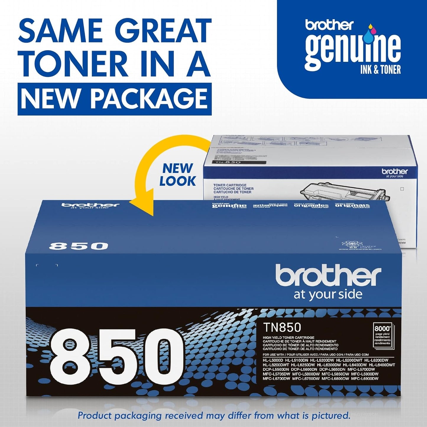 Brother Genuine TN850 High-Yield Black Toner Cartridge