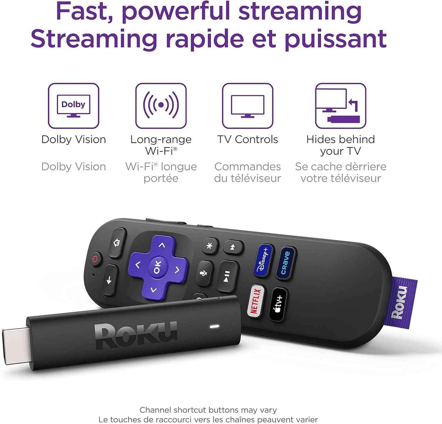 Roku Streaming Stick 4K (2022), 4K/HDR/Dolby Vision, Voice Remote, Long-Range Wi-Fi