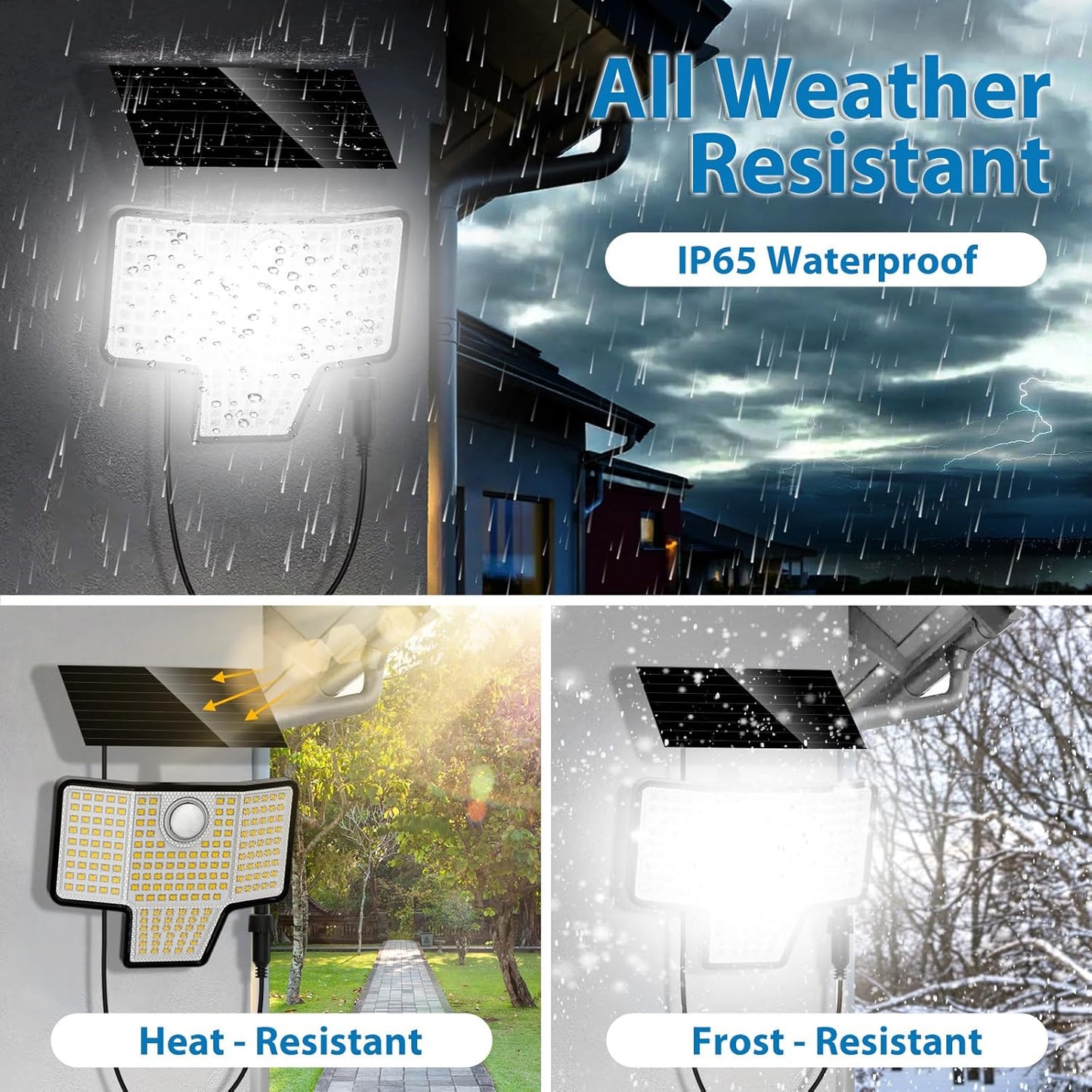 Solar Motion Sensor Security Lights, 2000LM, 3 Modes, IP65 Waterproof, Wall Lights, 2 Pack, Kasonic