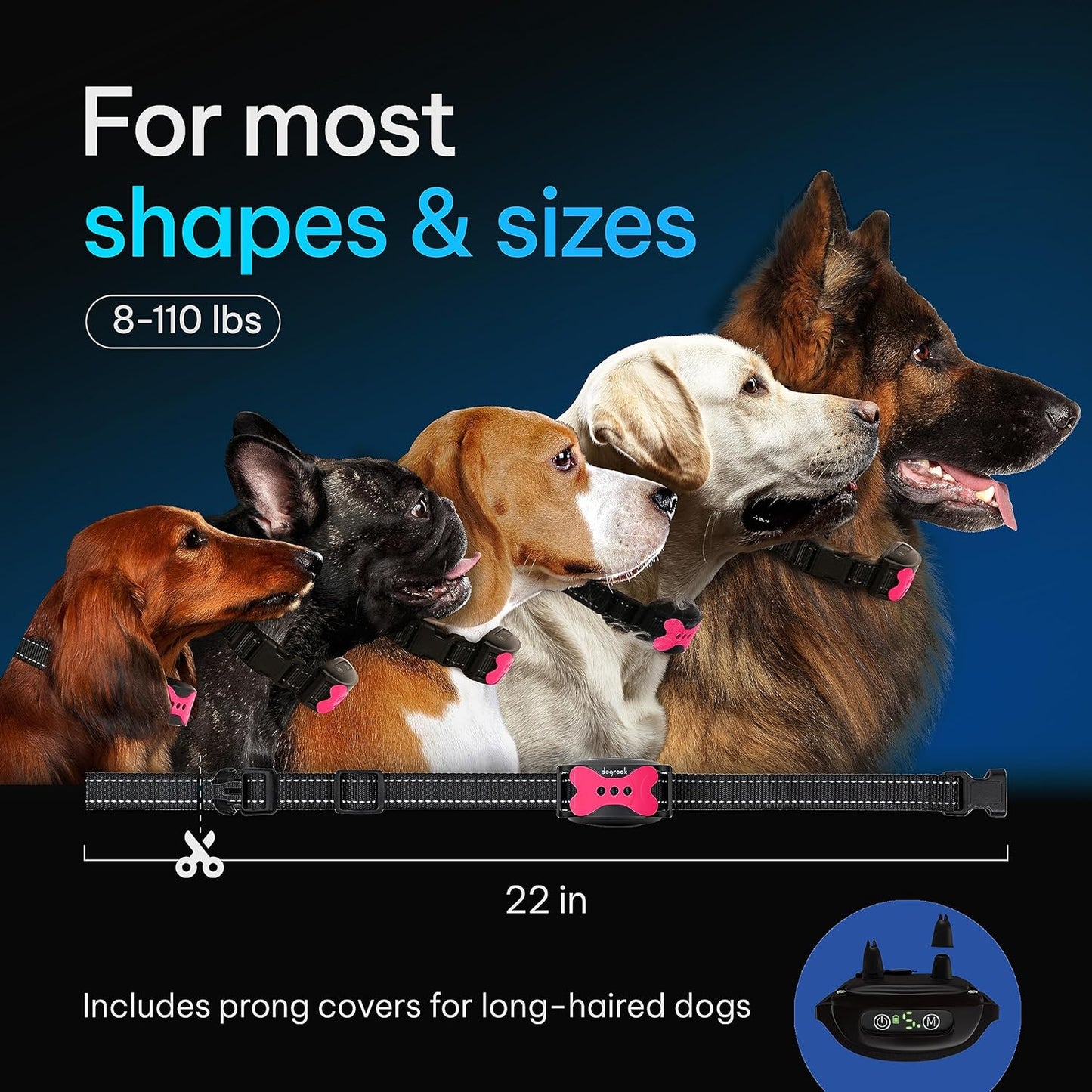 New DogRook Rechargeable Dog Bark Collar - Humane, No Shock Barking Collar - w/2 Vibration & Beep