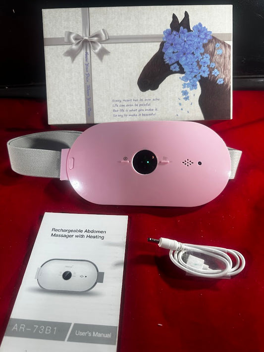Rechargeable Abdomen Massager with Heat, Vibration Belt with 4 Temperatures - Menstrual Heating Pad