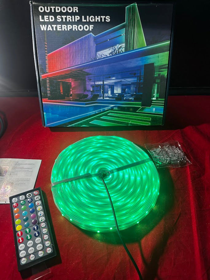 100ft Outdoor LED Strip Lights, Waterproof, Bluetooth App, Music Sync, AILBTON
