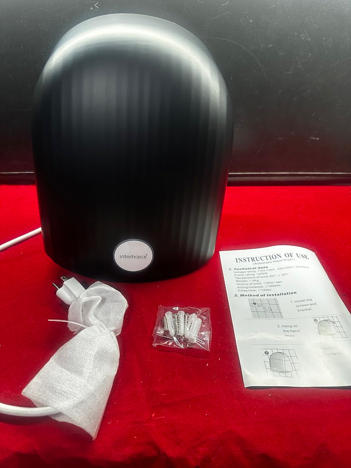 Electric Hand Dryer, 1200W, HEPA Filter, Smart Induction, with Drain Tray, Adjustable Hot and Cold