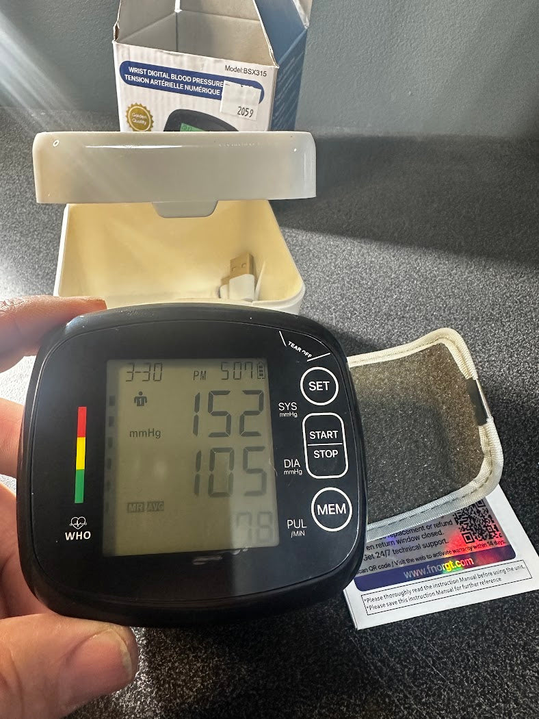 Blood Pressure Monitor, Wrist, Automatic, Digital LCD Display, 5.3-7.67" Cuff, 99x2 Sets Memory
