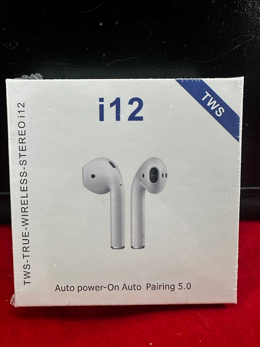 TWS True Wireless Stereo i12 Earbuds, White, Auto Pairing, Auto Power On, Touch Control