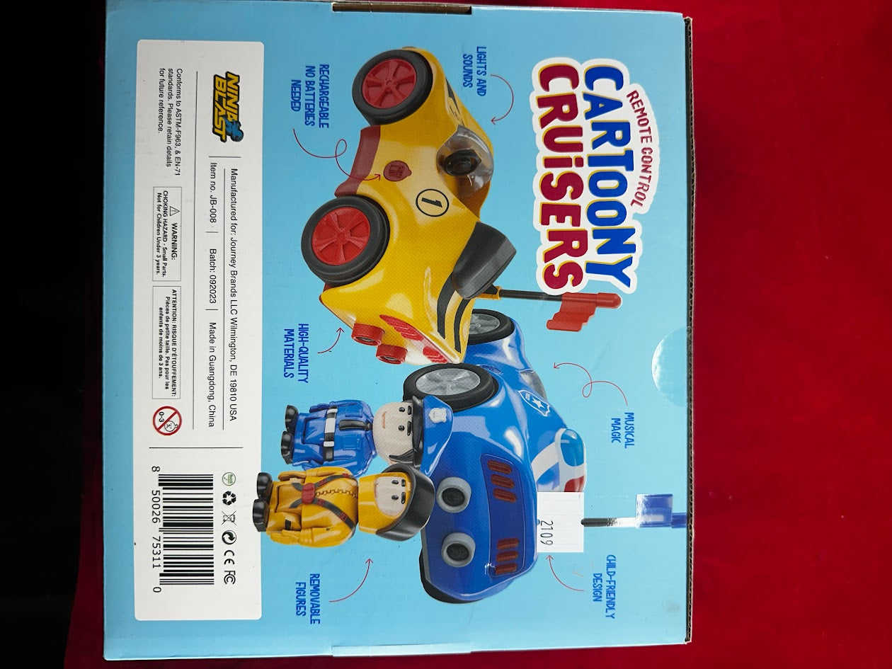 New Cartoony Cruisers, Rechargeable remote control set of 2 RC Cars for toddlers