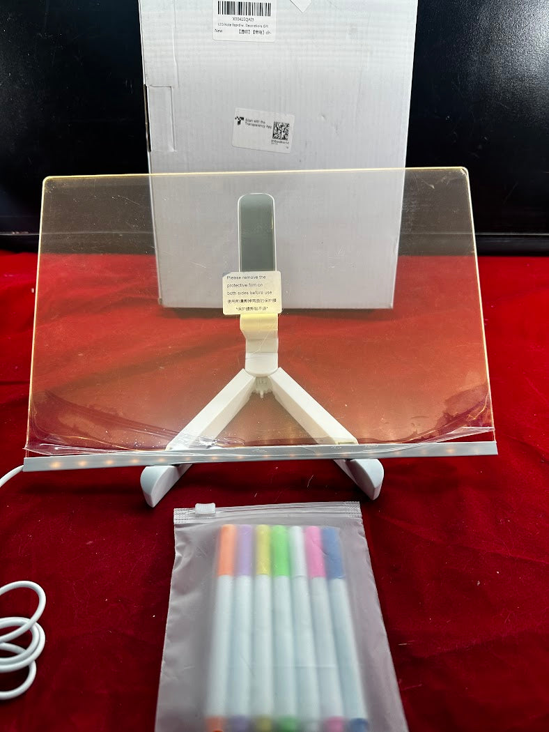 LED Note Board with Colors, Acrylic Light up Message Board, Angle Adjustable Stand, 11.8 X 7.9in