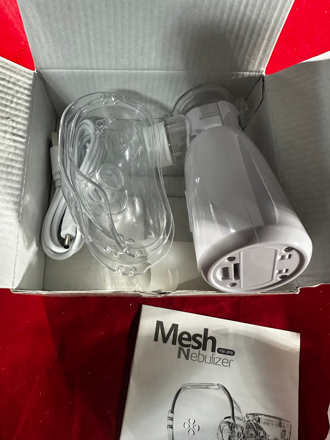NEW Mesh ultrasonic steamer Inhaler with 2 Face Masks (adult and child) and 2 Batteries