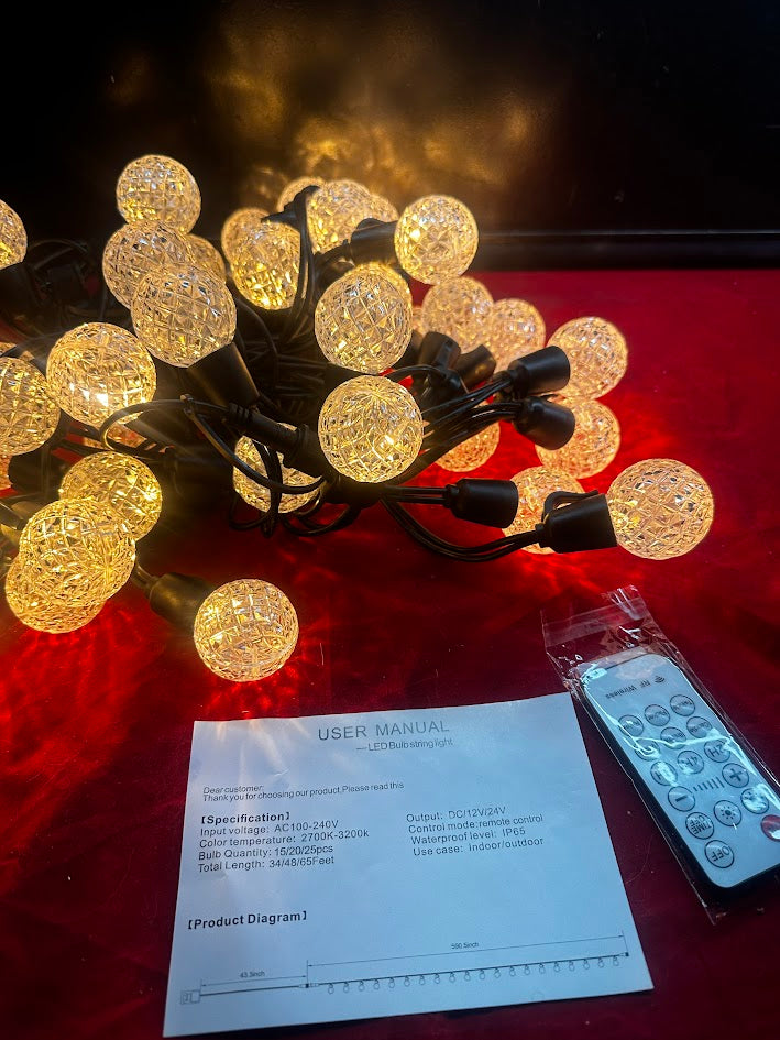 Outdoor String Lights, 100FT Patio Lights, 40 G40 LED Bulbs, Waterproof, for Backyard, Deck, Garden