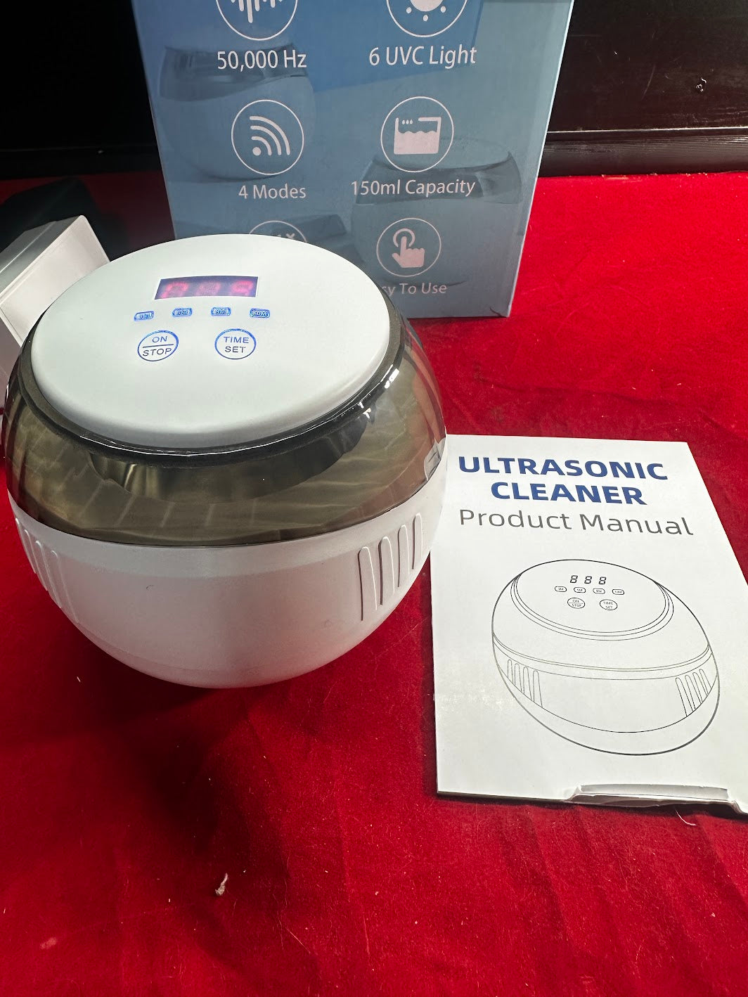 Nalax Ultrasonic Cleaner, 45kHz, Dentures, Aligner, Retainer, 4 Modes, 6 LEDs