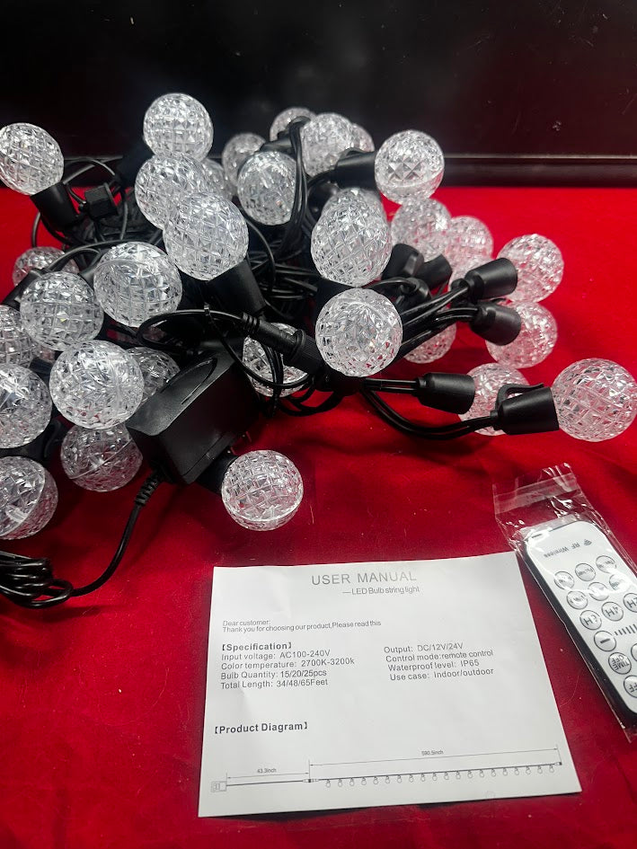 Outdoor String Lights, 100FT Patio Lights, 40 G40 LED Bulbs, Waterproof, for Backyard, Deck, Garden