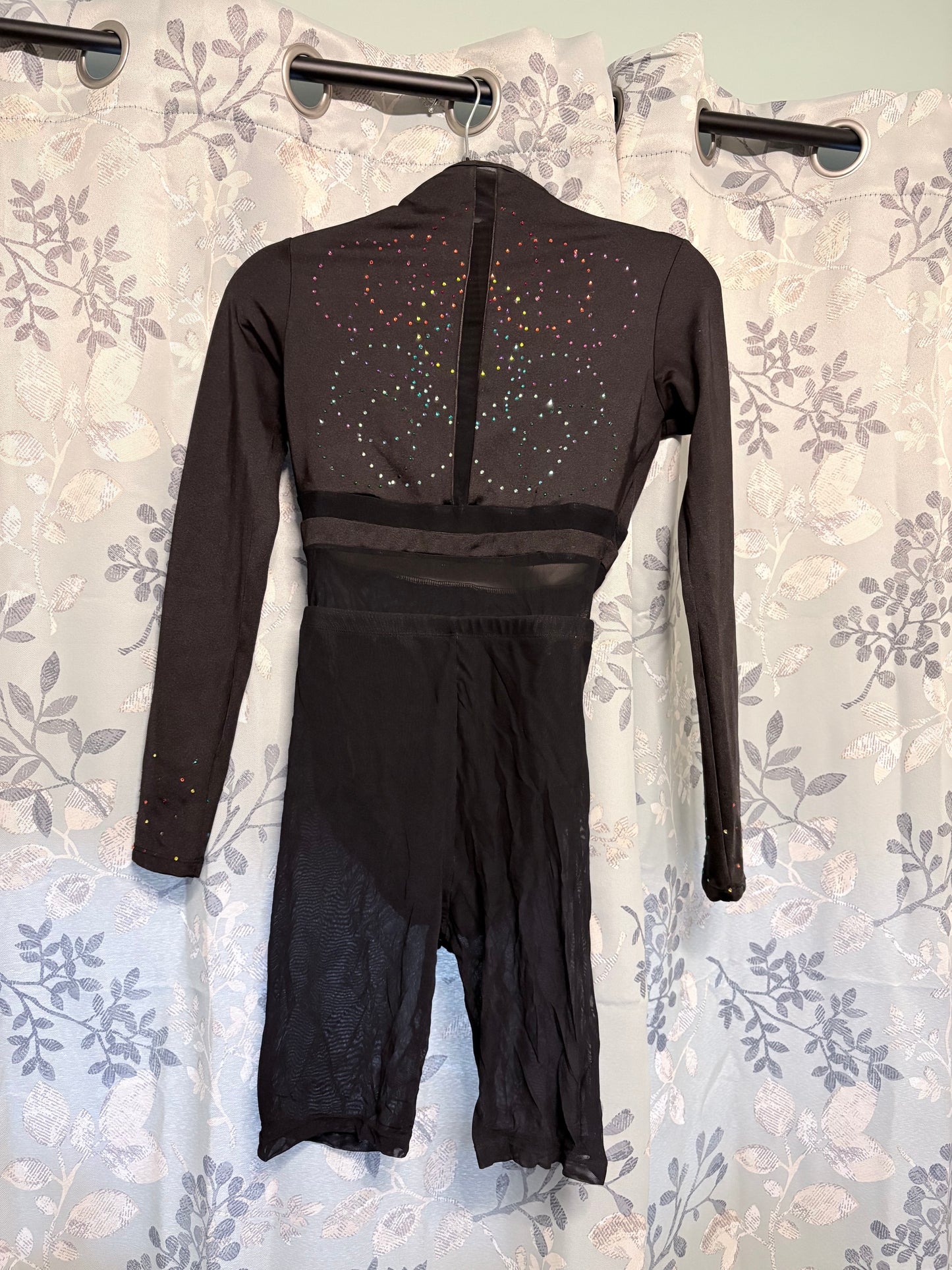 Dance Costume - Adult Medium - Black Body Suit with Custom Stones