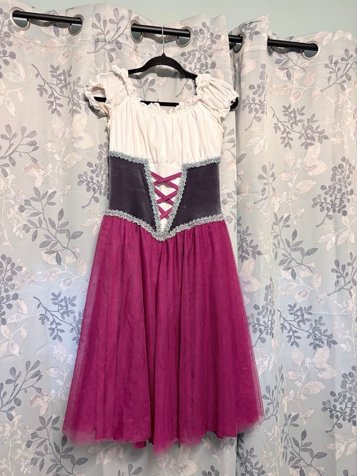 Dance Costume - Adult Medium - Maiden Dress with Burgundy Accents