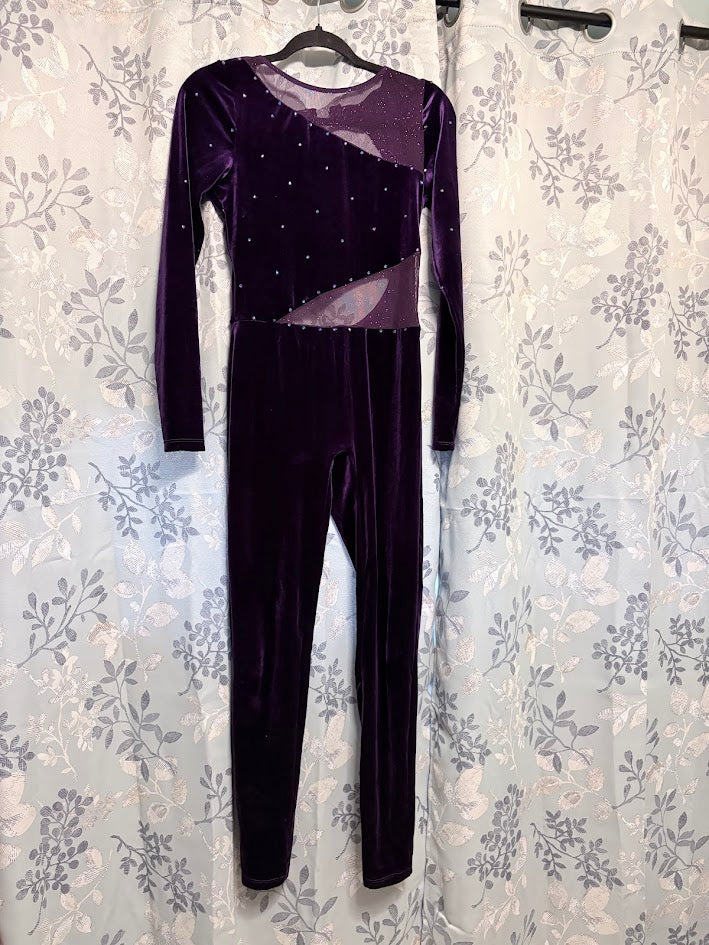 Dance Costume - Adult Medium - Jazz/Acro/Contemporary Long Sleeve Unitard, Purple Velvet