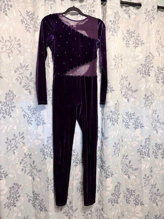 Dance Costume - Adult Medium - Jazz/Acro/Contemporary Long Sleeve Unitard, Purple Velvet