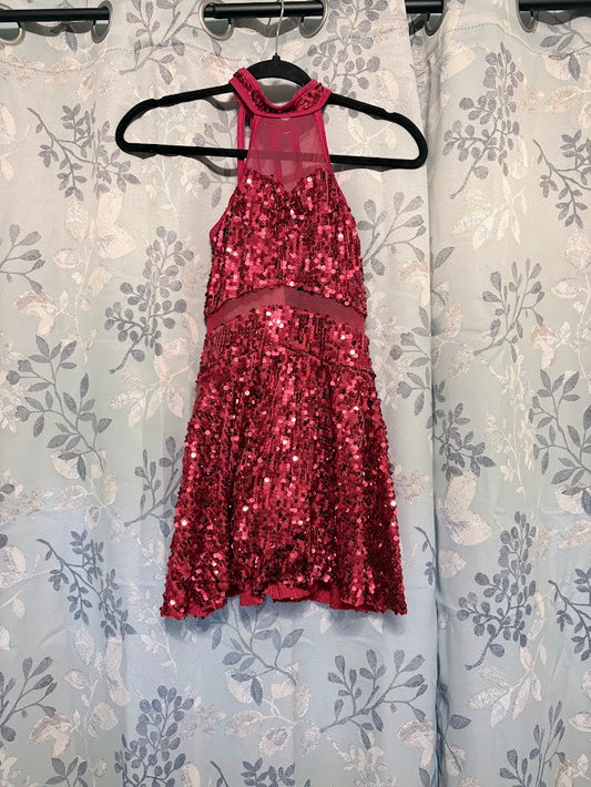 Dance Costume - Child Large - Red Sequin Dress
