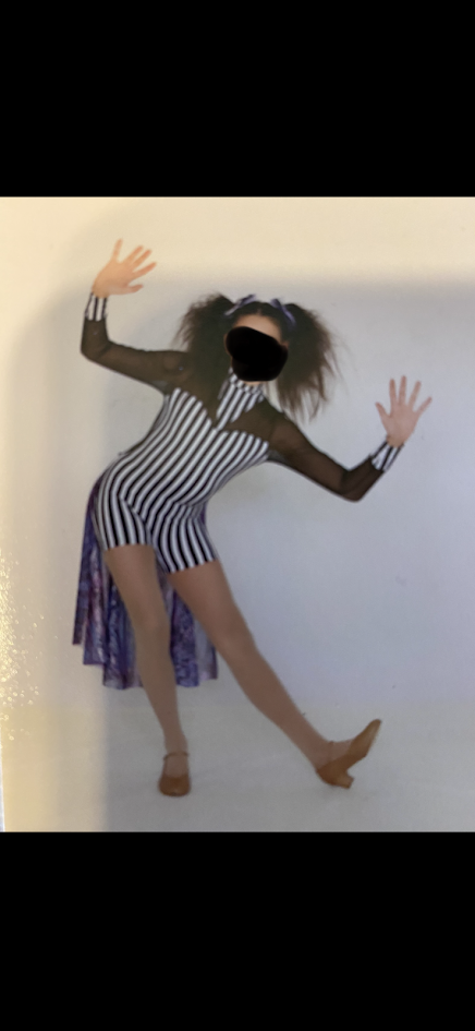Dance Costume - Adult Small - Black and White one piece & purple half skirt