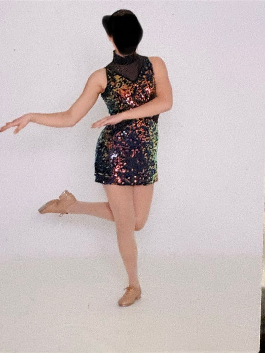 Dance Costume - Adult Medium - Multi Coloured Sequin Dress