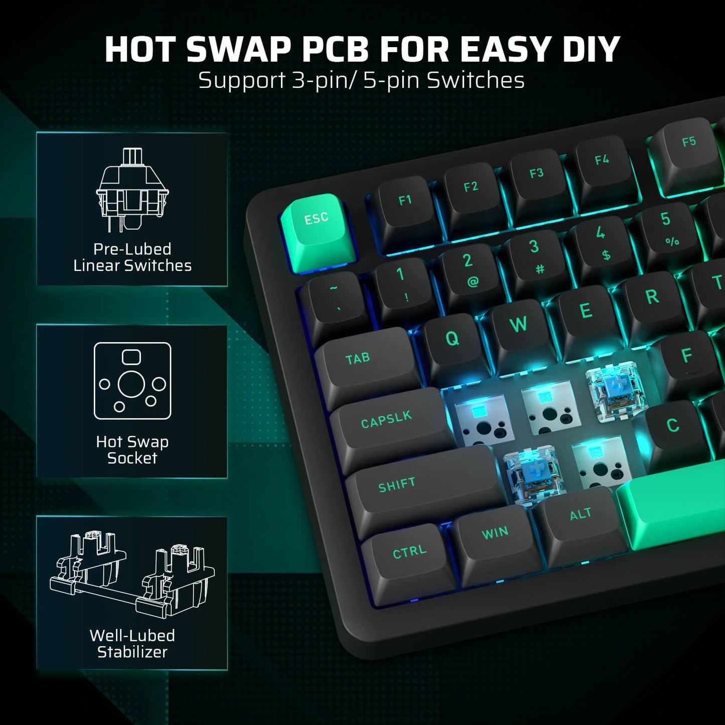 New Wireless Keyboard, NB832 Wireless 75% Gasket Mechanical Keyboard, LTC, Blue Switch