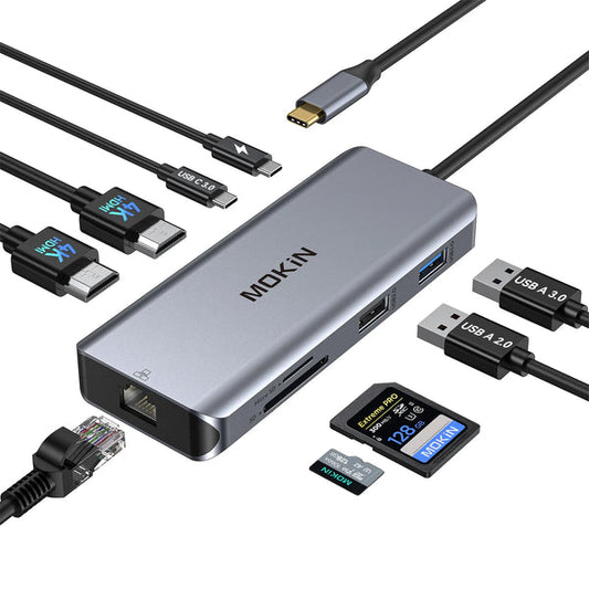 MOKIN 9 IN 1 USB C Adapter with Dual HDMI & Ethernet Port
