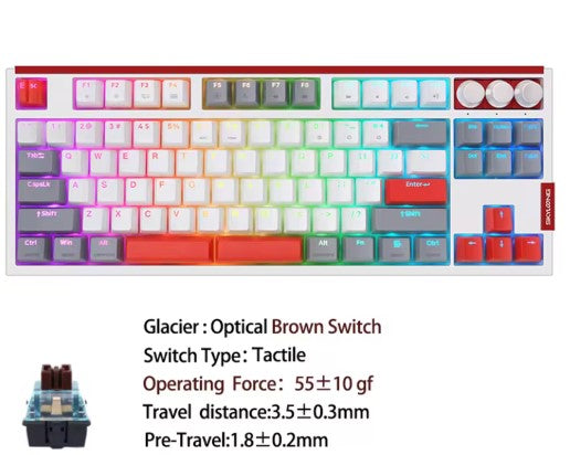 New GK87 QMK/VIA Wired Keyboard, Optical Brown Switch, Hot-Swap, RGB, 3 Knobs, SKYLOONG