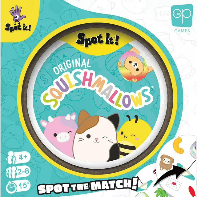Spot It! Squishmallows : Observation and Speed Game, 2-8 Players, Ages 6+