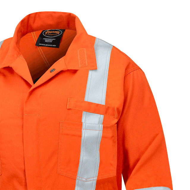 Medium 2-Tone Women's Polyester/Cotton Safety Coverall - Orange/Navy | Pioneer