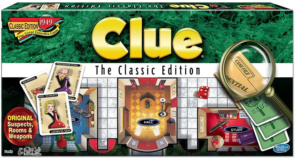 Clue Classic Edition : Family Board Game, 3-6 Players, Age 8+, Hasbro